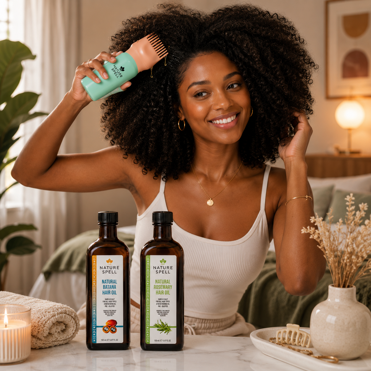 Batana & Rosemary Hair Care Set with Pump and Oil Applicator